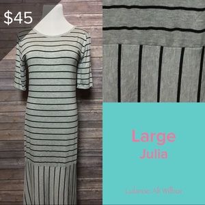Lularoe Julia - gray with black stripes